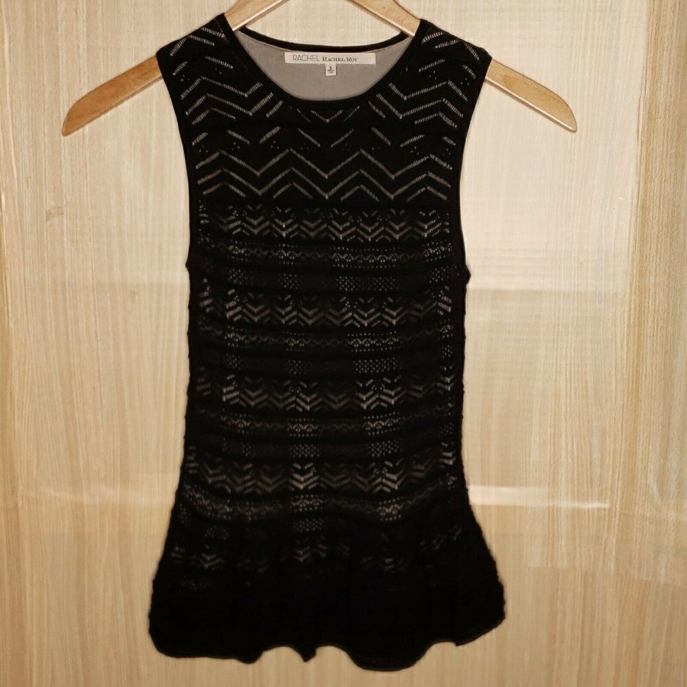 Rachel Rachel Roy Black Lacey Lined Long Tank